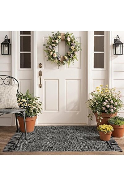 Collive Small Bathroom Rug, 2' x 3' Hand-Woven Low Profile Front Entryway Rug...