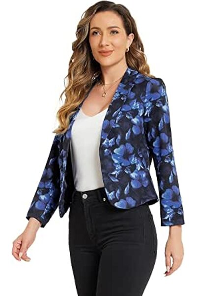 Allegra K Women's Open Front Office Work Business Crop Suit Blazer Jacket