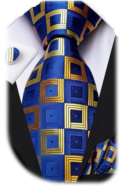 Dubulle Mens Paisely Silk Tie for Men Necktie and Pocket Square Set