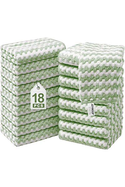 JOYMOOP Microfiber Cleaning Cloth, Pure Green Towels with Edging, Small Size ...