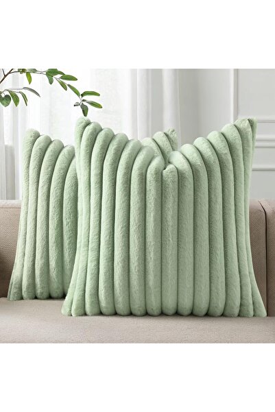 Pallene Faux Fur Plush Throw Pillow Covers 18x18 Set of 2, Luxury Soft Fluffy...
