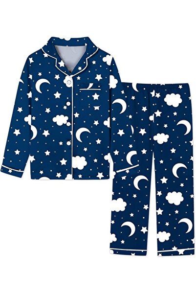 GENERAL Schbbbta Girls Boys Satin Pajamas Set, 2Piece Silk Nightwear Button-D...
