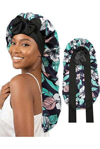 AWAYTR womens Double Layer Long Satin Bonnet Long Satin Bonnet (pack of 1)