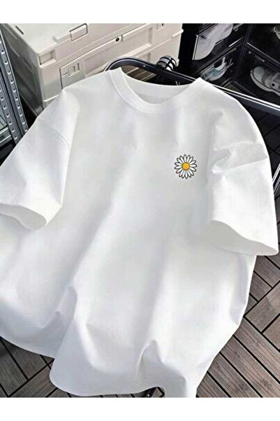 23ERVA Cute Daisy, Women's Floral Design, Pure Cotton T-Shirt, Summer Wear, C...