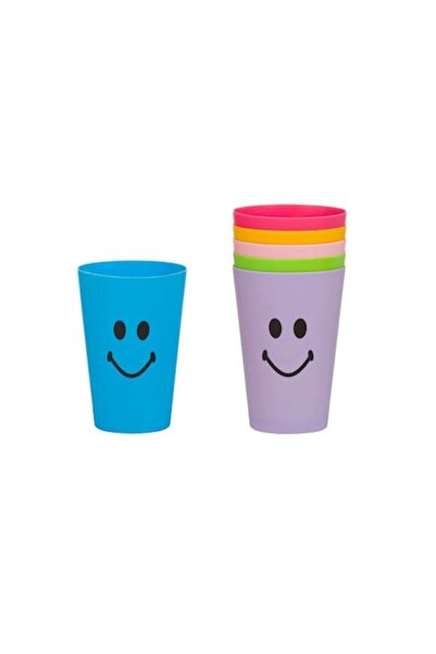YUPY ® Set of 6 plastic water glasses, smile design, 350 ml