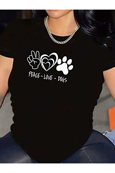 23ERVA Summer Outfit Women, Peace Love Dogs Funny Vintage T-Shirt, Loose And ...
