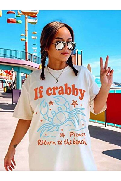 23ERVA Summer Outfit Women, Crab Text Design T-Shirts, Funny Vintage T-Shirt,...