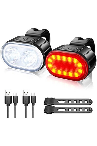 STARSTAR USB rechargeable front/rear bike light.