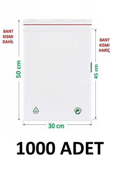 MTKardeşler 30X45+5 cm Transparent Green Recyclable Adhesive Nylon Bag 30X50 ...