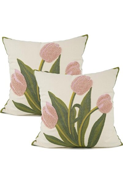 STARSTAR 2-Pack - Decorative Embroidered Pillowcases, 18x18 inches, Farmhouse...