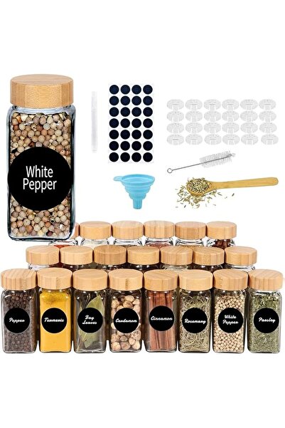 EOGILY 24 Glass Spice Jars with Labels, 4oz Empty Square Spice Containers, Gl...
