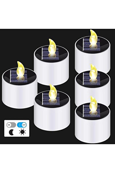 AZONEE Solar Tea Lights, 6 PCS Waterproof Solar Power Tealights Outdoor, Flam...