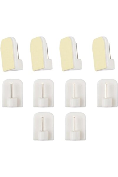 Morvena Picks 10 bucati carlige autoadezive pentru bare de perdele, albe, aut...