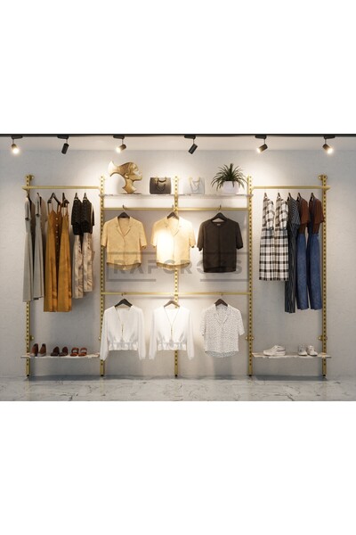 Rafgross 375x250 CM Mağaza Raf Sistemi | Butik Raf Sistemi | Giyim Askılık St...