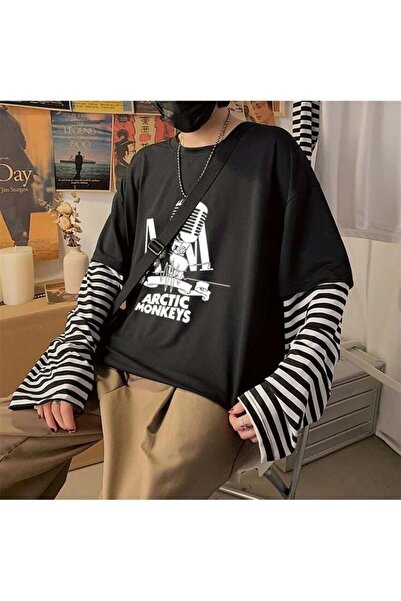 DEEFWEAR تي شيرت أسود للجنسين مطبوع عليه ميكروفون من MINGALONDON Arctic Monkeys