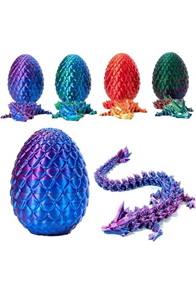KASTWAVE 3D Printed Dragon in Egg, Full Articulated Dragon Crystal Dragon wit...