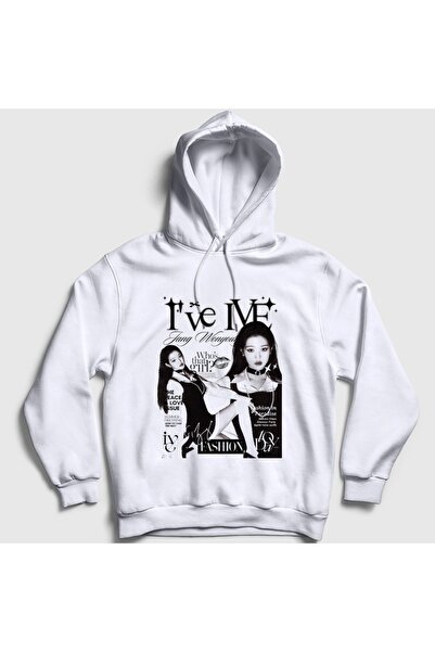 Presmono Unisex White Jang Wonyoung K-Pop Ive Hooded Sweatshirt 619952Tt