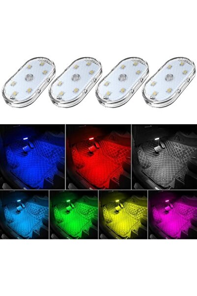 BIGTHREE ® 4pcs Wireless LED lights for Car Interior, 7 Colors Interior Car L...