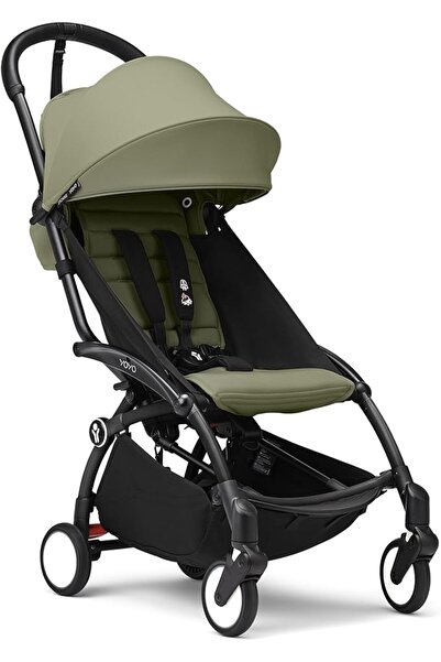 Stokke عربة أطفال YOYO3 من 6 أشهر فصاعداً - تتضمن هيكل أسود/وسادة مقعد حجرية ...