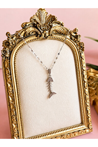 FLAWSOME JEWELRY STORE Fish Necklace Steel Tarnish-Resistant Zircon Stone