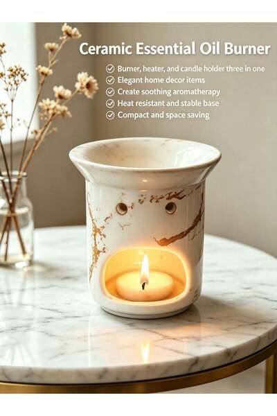 Generic Ceramic essential oil burner, multi-functional candlestick aromathera...