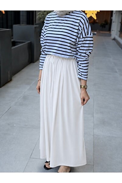 Generic Brand Original Cupra Draped Wide Leg Trousers Navy Blue |   Skirt-Loo...