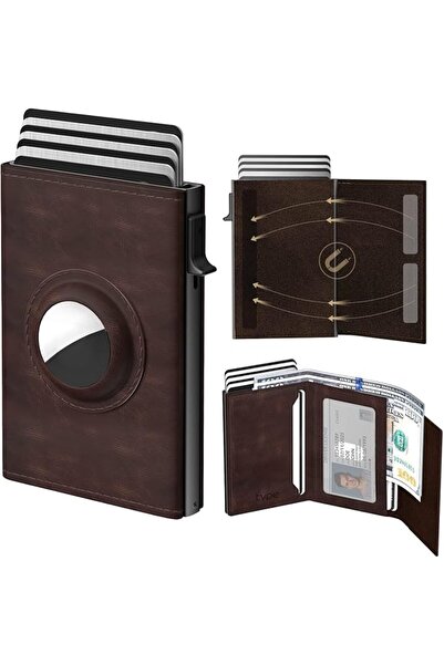 KASTWAVE Mens Smart Wallet Card Holder for AirTag, Leather Wallet for Men Com...