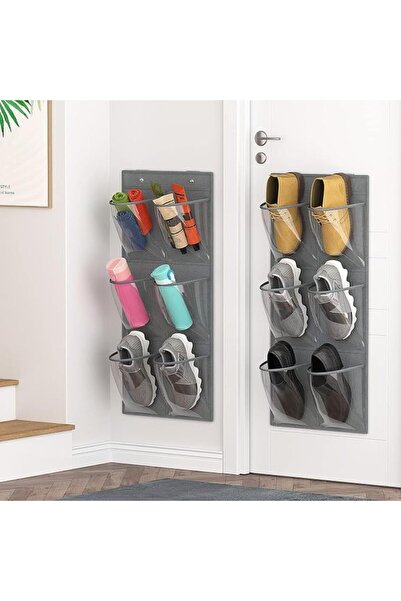 Khazna 2 Pack 12 Over the Door Shoe Organizer, Closet Door Hanging Shoe Rack ...