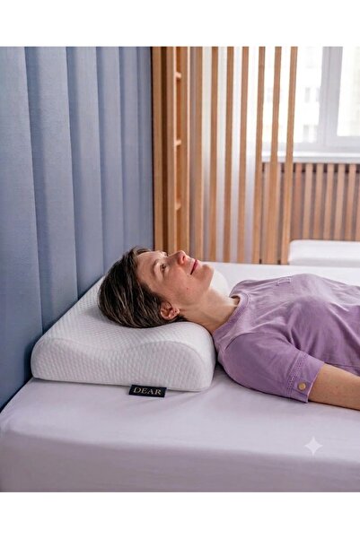 Dear Visco Çift Kavisli Visco Yüksek Yastık Boyun Rahatsızlığı İçin Ortopedik Memory Foam Özellikli Rahat Yastık 54*40*12/9 cm