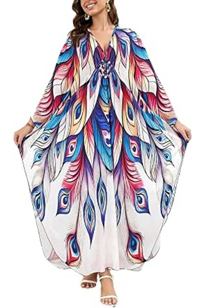 GENERAL Women Caftan Roomy Loungewear Nightgown Beach Dress Cover Ups Robe Sa...