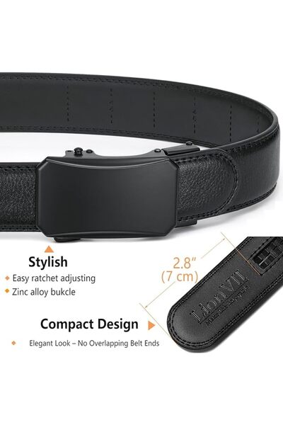 GENERAL LionVII Men's Ratchet Belt - 35mm Genuine Leather Adjustable Belt for...