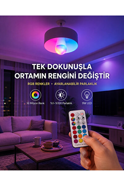 Genel Markalar Kumanda Destekli Çok Renkli Akıllı LED Ampul Yeni Nesil