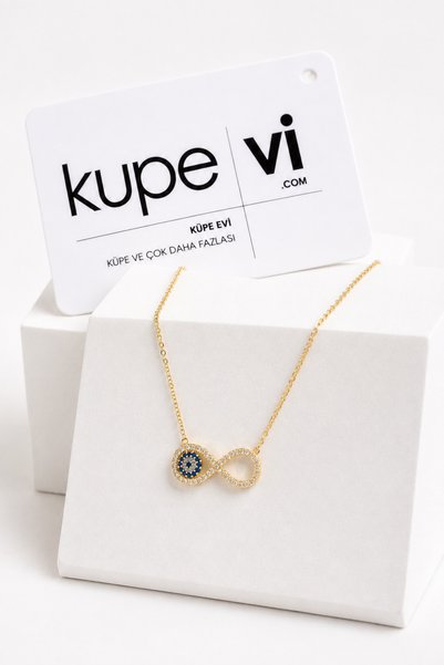 Küpevi Infinity and Evil Eye Figured Zircon Stone Stainless Steel Women's Necklace