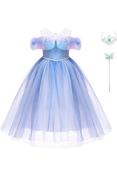 Yalla babY Girls Princess Dress with Accessories, Blue Costume for Kids 2-12 ...