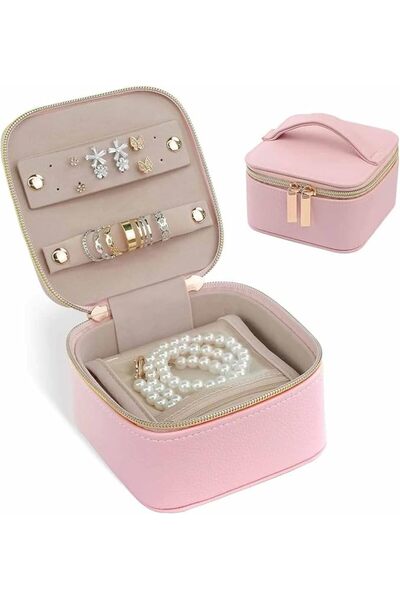 Soofam Small Jewelry Box Organizer for Women,PU Leather Travel Jewelry Organi...