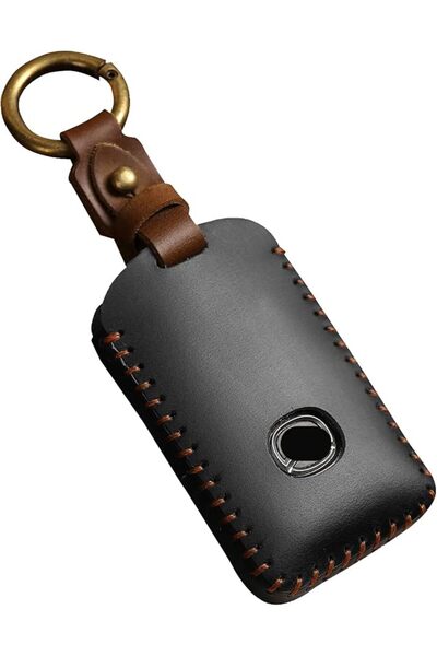 Generic Genuine Leather Car Key Shell Key Fob Case Cover with Keychain Compat...