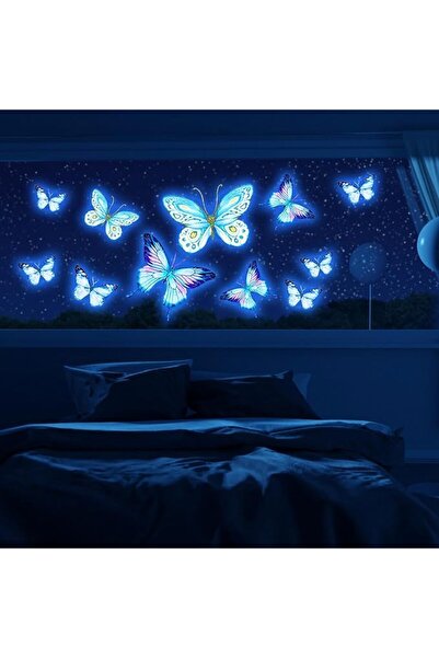 GENERAL Glow-in-the-Dark Butterfly Wall Stickers - Self-Adhesive Luminous Sta...