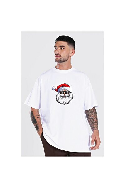 Generic Brand Christmas Santa Claus Printed Short Sleeve Oversize Crew Neck T...
