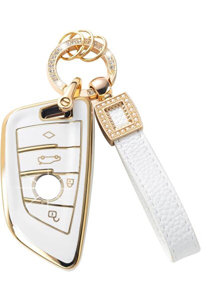 KASTWAVE Key Fob Cover for BMW, Soft TPU Key Fob Case with Bling Keychain, Ca...
