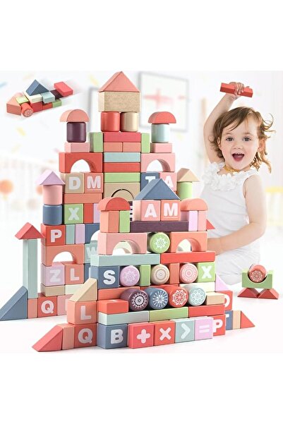 Soofam Wooden Building Blocks Set, Montessori Stacking Toys for Preschool Lea...