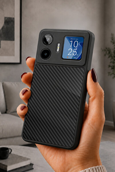 General Mobile GM 26 Pro (G903)) Uyumlu Karbon Fiber Dokusu Desenli Parlak Ba...