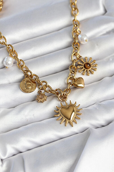 SORA GROUP 316L Steel Gold Color Charm Model Women's Necklace