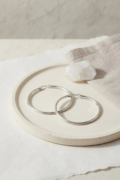 SORA GROUP 316L Steel Silver Color 36 mm Hoop Earrings