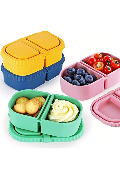 Generic Pack Silicone Reusable Snack Containers with Lids, 8.5 oz Double Comp...