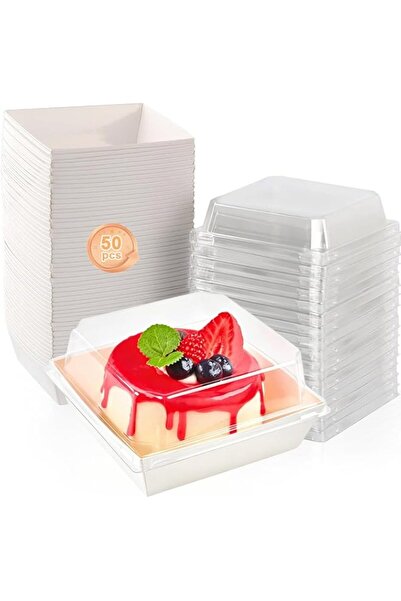 Generic Charcuterie Boxes 50Pc Clear Lid Bakery Containers 5 Inch Dessert Box...