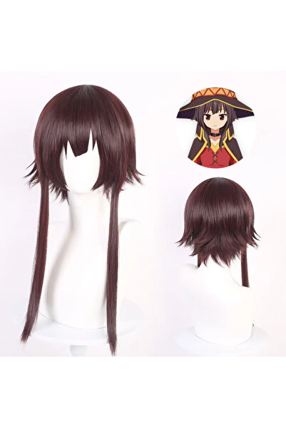 Genel Markalar Anime Cosplay Peruk Megumin Konosuba Kahverengi Sentetik Peruk...