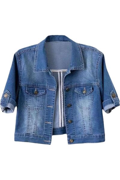 Generic Short sleeve denim jacket for women, summer short jackets for women, ...