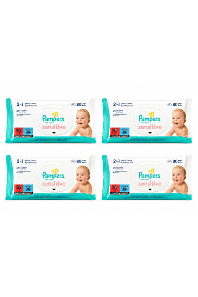 Pampers Sensitive Șervețele Umede pentru Bebeluși, Set 4 Pachete x 80 Bucăți,...