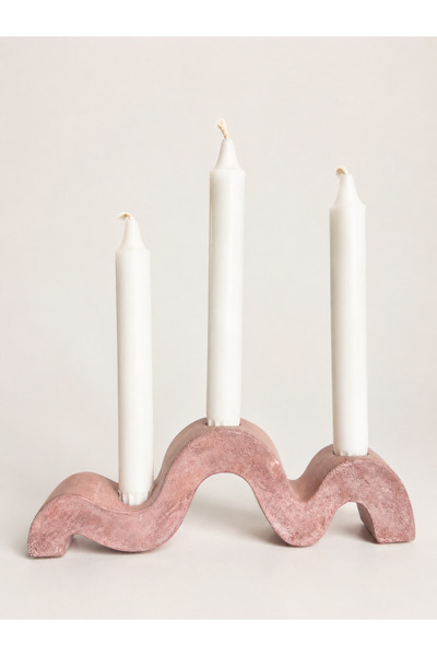 Lazuran Studio Candlestick Holder for 3 Tall Candles, Minimalist Sculptural D...