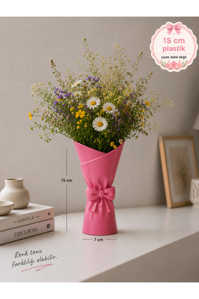 Filkorium3D Vază pentru flori din plastic roz de 15 cm – Recipient decorativ ...